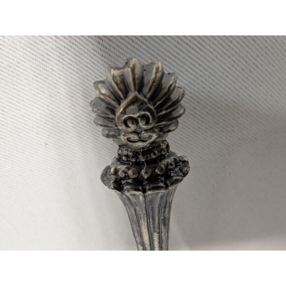 Vintage Posy Tussie -Mussie Decorative Mini Flower Holder Pewter 6.5" Bridal 90s - Picture 4 of 4